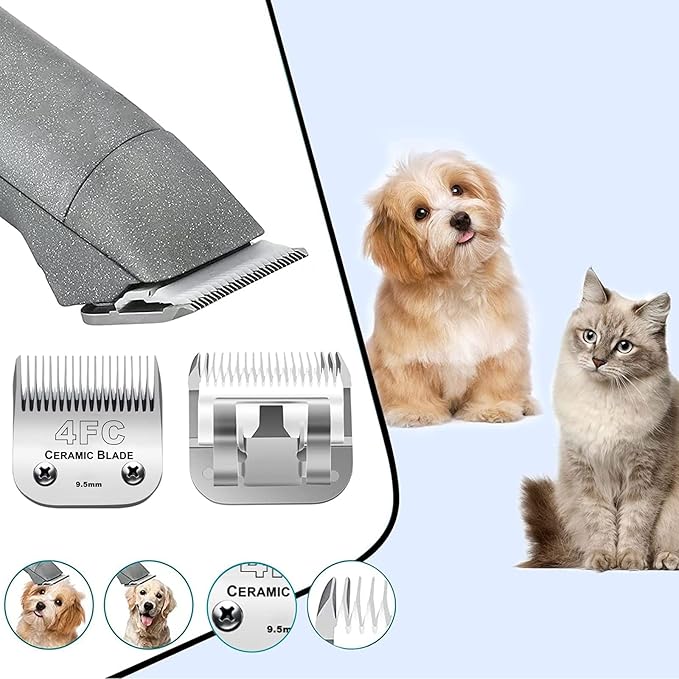 5PACK Dog Grooming Clipper Replacement Blades Compatible with Andis Pet Clipper/Oster A5/Wahl KM Series Dog Clipper with Ceramic Blade & Stainless Steel Blade (#10+5FC+7FC+3FC+4FC)