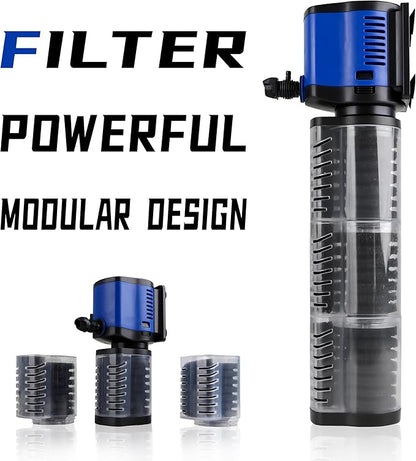 Aquarium Filter for 100-300 Gallons Tank, Powerful 660GPH Internal Fish Tank Filter, Pump Submersible Filter with Sponge for Large Fish Tanks, Turtle Tanks