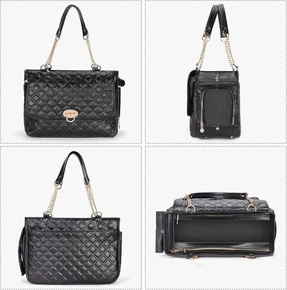 Fashion Pet Carrier Dogs Cat Small Animals Purse Bag, Leather Pet Carriers Dog Puppy Kitten Tote Travel Handbag TSA Airline-Approved