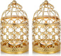 2 Pcs Small Metal Tealight Hanging Birdcage Lantern, Vintage Decorative Centerpieces of Wedding, Party, Gold
