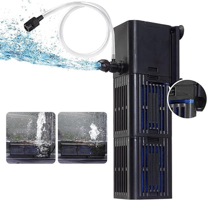 Aquarium Filter Water Flow Adjustable for 75-200 Gallon Fish Turtle Tank 400GPH Biochemical Filtration 4in1 Submersible Internal Powerful Pumps & Filters Keep Freshwater Saltwater Crystal Clear Large