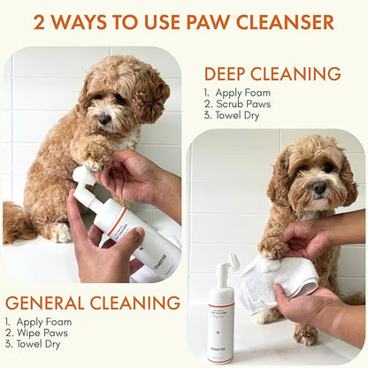 Dog Paw Cleaner | Gentle & PH-Balanced | Dog Paw Wash for All Breeds | Nourishing Formula with Aloe Vera | Portable & Easy-to-Use | Paw Cleaning Foam with Silicone Brush - 5.1 Fl Oz