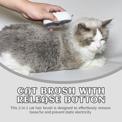 3-in-1 Rechargeable Steam Brush for Cats & Dogs - Anti-Static Spray Pet Grooming Brush with Warm Mist Massage, Hair Shedding Control, Detangling Comb & Cleaning Tool for Effective Deshedding
