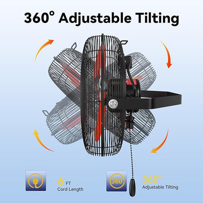 12 Inch Wall Fan Pro Series - Indoor High Velocity Wall Mount Fan for Commercial, Residential, Warehouse, Covered Patio, Shop, Garage, Barn, Gazebo 3 Speed 2800 CFM UL Safety Listed