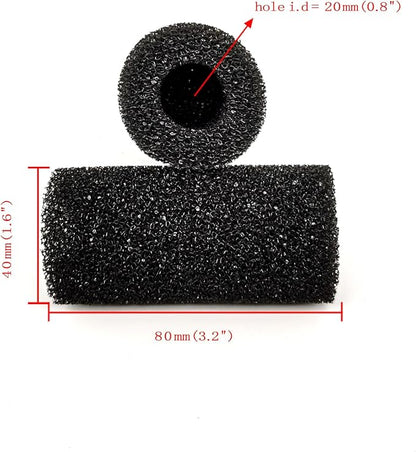 6X Pre-Filter Sponge for Aquarium Shrimp Fry Fish Tank Filter Pump Prefilter Sponge Replacement Foam Cover 3.2 X 1.6 Inch with 0.8" Hole Diameter