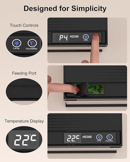 Fish Tank with Desktop Humidifier, 2.38 Gallon Quiet Eco Aquarium,Smart Touch LED Light & Temperature Display, Glass Mini Fish Tank