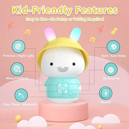 alilo Bunny Kids Music Player, Storytelling Toys for Toddler 1-3-5,Infant Baby Boy Girl Gifts Pre-Loaded 30 Stories/48 Nursery Rhymes/12 Soothing Music,with Nightlight,Bluetooth,Record Function