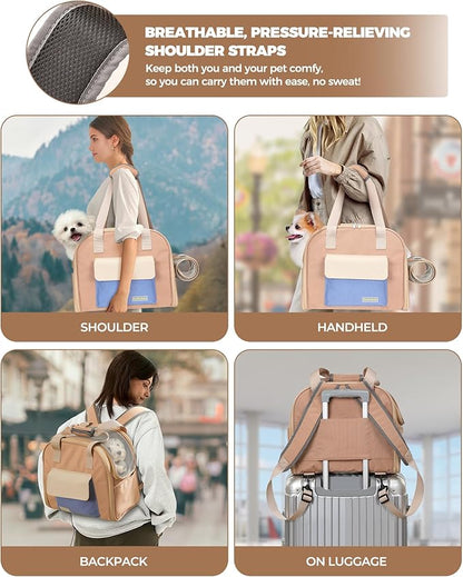 Expandable Pet Carrier Backpack, Cat Carrier Backpacks with Breathable Mesh for Cats Small Dogs Puppies Up to 25 Lbs Airline Approved Waterproof Travel Carrier with Safety Buckle for Hiking & Flights