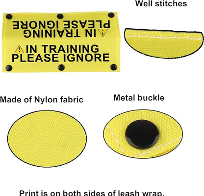 Funny Dog Leash Sleeve in Training Please Ignore Dog Leash Wrap Sleeve Alert Tag Pet Birthday Gift (Training Please Ignore-YE Sleeve)
