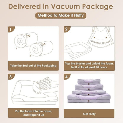 EHEYCIGA Memory Foam Dog Bed for Medium Size, Orthopedic Dog Sofa with Sides and Waterproof Liner, Washable Bolster Pet Couch with Removable Cover, 30x20x6.5 Inch, Purple