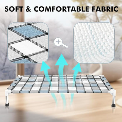 Elevated Outdoor Raised Dog Bed Outdoor Dogs Bed Lifted Pet Bed Dog Cot for Medium Pet Taste Life, Start with A Pet Bed 34'' x 20'' x 6.5''