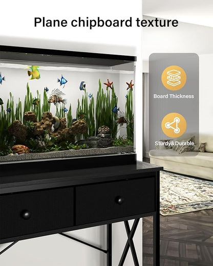 Fish Tank Stand 29 Gallon: Sturdy Aquarium Stand with Accessories Storage - Metal Fish Tank Table for 20-29 Gallon Reptile Breeder Turtle Terrarium - 30.7"x16.5" Weight Capacity 330 lbs