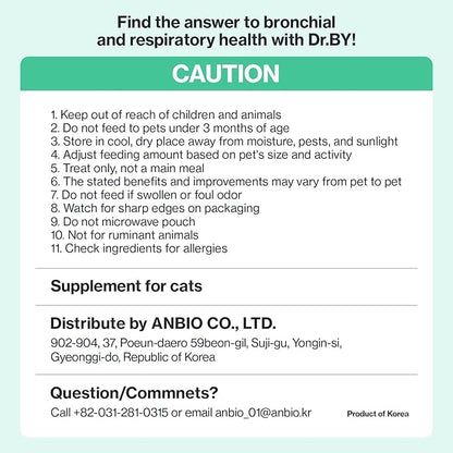 Dr.by Cat Breath Bronchial Supplements Cat Sneezing Treatment Asthma Cold Cough Nose Relief Respiratory&Immune Support with TF-343-30 lickable Formula Individually Packaged, Chicken (2 Packs (17OZ))