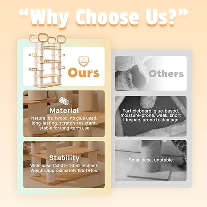 77'' Large Modern cat Tree, Multi-Level Tall Solid Cat Tower, Cat Furniture for Indoor Cats, Huge Cat Condo for Multi-Cat Families