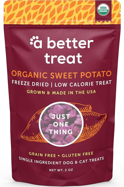 A Better Treat – Freeze Dried Organic Purple Sweet Potato Dog and Cat Treats, Organic, Single Ingredient | Natural, Healthy, Diabetic Friendly | Made in The USA