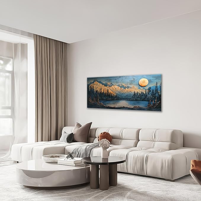 Extra Large Wall Art Mountain Forest Canvas Living Room Cabin Country Pictures Framed Prints Oversize Wall Decor Big Painting Artwork for Bedroom Dining Office Home 60"x30"