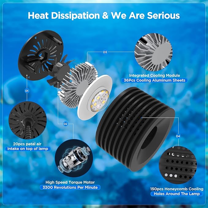 Full Spectrum Aquarium Light, Adjustable Saltwater Super Bright Fish Tank Light for Reef, Coral, Planted Nano Saltwater Aquarium Tank (A-20 Saltwater 16W)