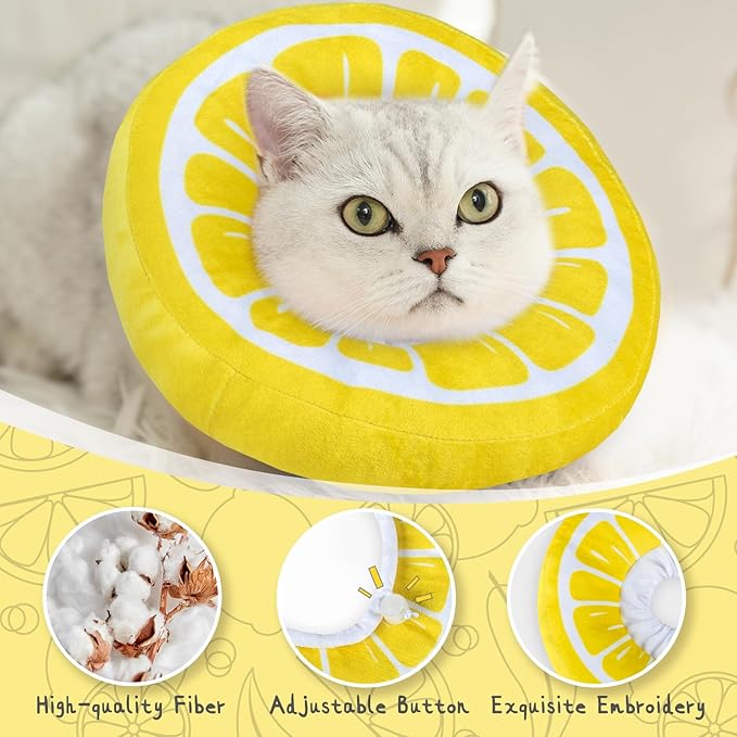 ANWA Adjustable Cat Cone Collar Soft, Cute Cat Donut Collar After Surgery, Kitten Recovery Cones to Stop Licking