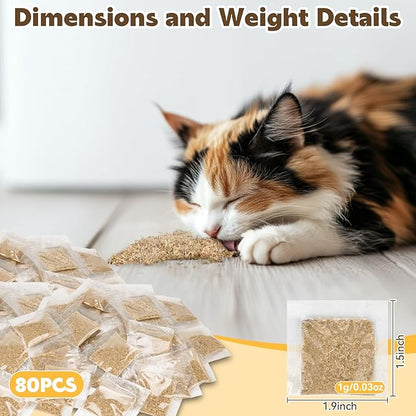 80PCS Catnip - Cat Nip for Cats Natural Dried Catnip Treats Premium Cat Nip Perfect for Toys, Training Rewards, Stress Relief, Freshly Harvested Bag Bulk Pack,2.8OZ