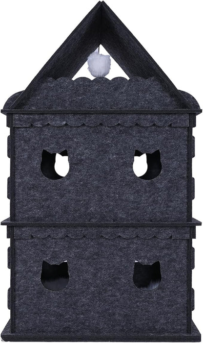 3-Tier Indoor Cat Apartment，Cozy Pet Cat Bed, Hideaway, and Sturdy Cat Castle for Multiple and Large Cats