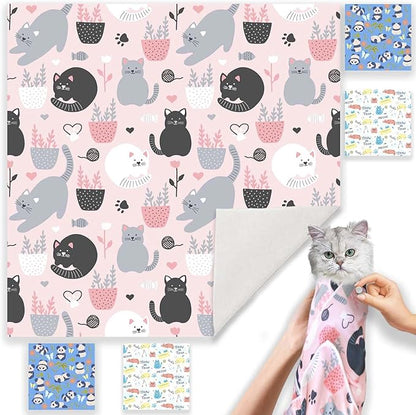 31.5" Cat Wrap for Grooming-Premium Cat Grooming Wrap Cat Restraint for Nail Clipping, Self-Adherent Soft Cat Blanket to Wrap Cat Anti-Scratch Anti-Escape Grooming Bag (Pink, XXL)