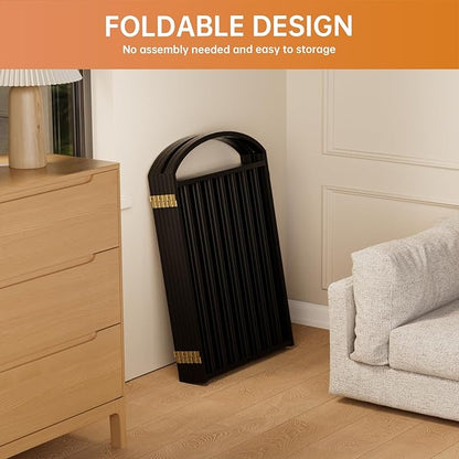 6 Panles Full Matel Freestanding Dog Gates with Door, 144"Extra Wide 32"Tall Free Standing Dog Pet Gate for Indoor & Outdoor. Foldable Pet Fences for Doorways, House, Stairs, Porch, Deck, Yard