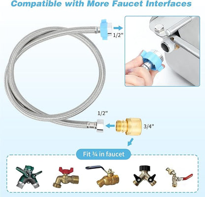 FHTONGE 304 Stainless Steel Automatic Dog Water Bowl Dispenser with Drainage and Float Valves, Large Auto Fill Dog Waterer for Outdoor Big Dogs Livestock Poultry Horse Cow Goat Pig Chicken Duck Rabbit