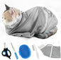 Adjustable Multifunctional Anti-Bite Shower net Bag，Cat Grooming Mesh Bag, Cat Bathing Bag，Cat Bath Brush and Cat Nail Clipper