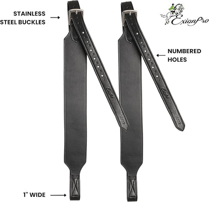 Exion Wide Stability Stirrup Leathers for English Saddles | Premium Cowhide Leather | Enhanced Leg Stability & Comfort | Sizes: 48" to 62"
