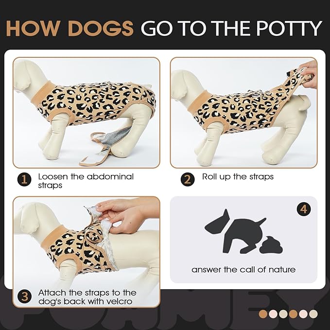 FUAMEY Recovery Suit for Dogs After Surgery,Soft Breathable Dog Bodysuit E-Collar & Cone Alternative Surgical Suit,Male Female Dog Neuter Spay Suits Anti Licking Wounds Onesie Brown Leopard XXL