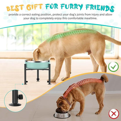 Adjustable Dog Bowls Elevated Stand- 4 Heights, Wide 6-10" -Oppro Metal Raised Tall Single Dog Food Bowl Stands Holder, Upgrade Lifted Water Feeder with Tray for Medium Large Small Breed, Black