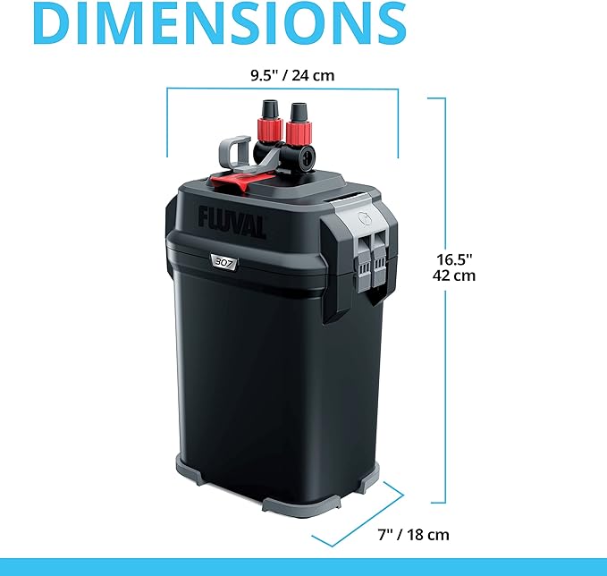 Fluval 307 Perfomance Canister Filter - for Aquariums Up to 70 Gallons - Aquarium Canister Filter