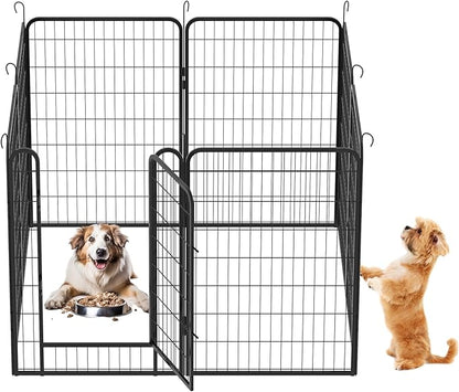 Dog Playpen, Outdoor Dog Fence, 12 Panels, 40" H Dog Pen for Large/Medium/Small Dogs, Heavy Duty Metal Pet Fence with Gate, Portable Dog Fence for RV Camping and Yard (Black)