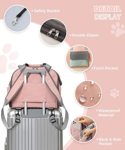 Expandable Pet Carrier Backpack, Cat Carrier Backpacks with Breathable Mesh for Cats Small Dogs Puppies Up to 25 Lbs Airline Approved Waterproof Travel Carrier with Safety Buckle for Hiking & Flights