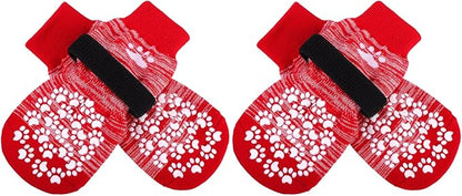 EXPAWLORER Anti Slip Dog Socks to Prevent Licking Paws, Dog Shoes for Hot Pavement, Dog Booties for Small Medium Large Senior Dogs, Traction Control Boots & Paw Protectors for Hardwood Floors-Red