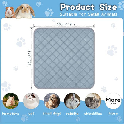 6 Packs Washable Guinea Pig Cage Liners, Waterproof Guinea Pig Pee Pads Reusable Absorbent Bedding Anti Slip Mats for Small Animals Bunny Rabbit Hamster (12 x 12in)