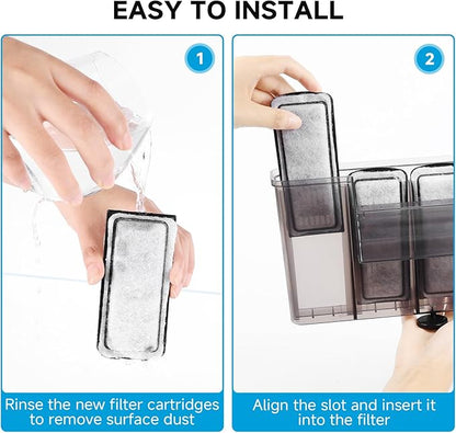 AQQA 6 Packs Aquarium Filter Cartridges with Activated Carbon - Remplacement Fish Tank Filters Cotton