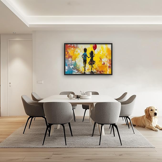 Framed Large Banksy Wall Art for Living Room, Oversized Colorful Graffiti Children Wall Decor, Peaceful Canvas Painting Pictures Modern Artwork Home Decoration for Living Room Bedroom 36"x24"