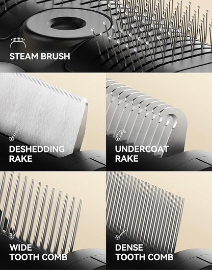 5-in-1 Cat Hair Brush, Dog Grooming Steam Comb for Long Short Haired Indoor Cats Spritz Comb for Deshedding, Detangling, Pet Brush for Kitten Rabbit Massage, with 3 Essence Liquid