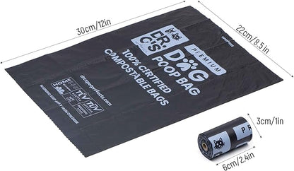 100% Certified Compostable Dog Poop Bags - Dr. C's Premium Dog Poop Bags - 120 Bags / 8 Rolls, Extra thick, Leak Proof, Unscented, Plant Based and Earth Friendly