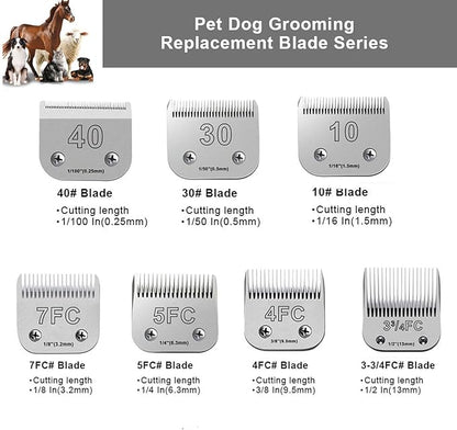 4PCS Dog Grooming Blades Compatible with Andis,Oster A5,Wahl km10 Dog Clippers,Detachable Dog Clipper Replacement Blade for Dog Cat Horse Animal Size -#10+4FC+5FC+7FC