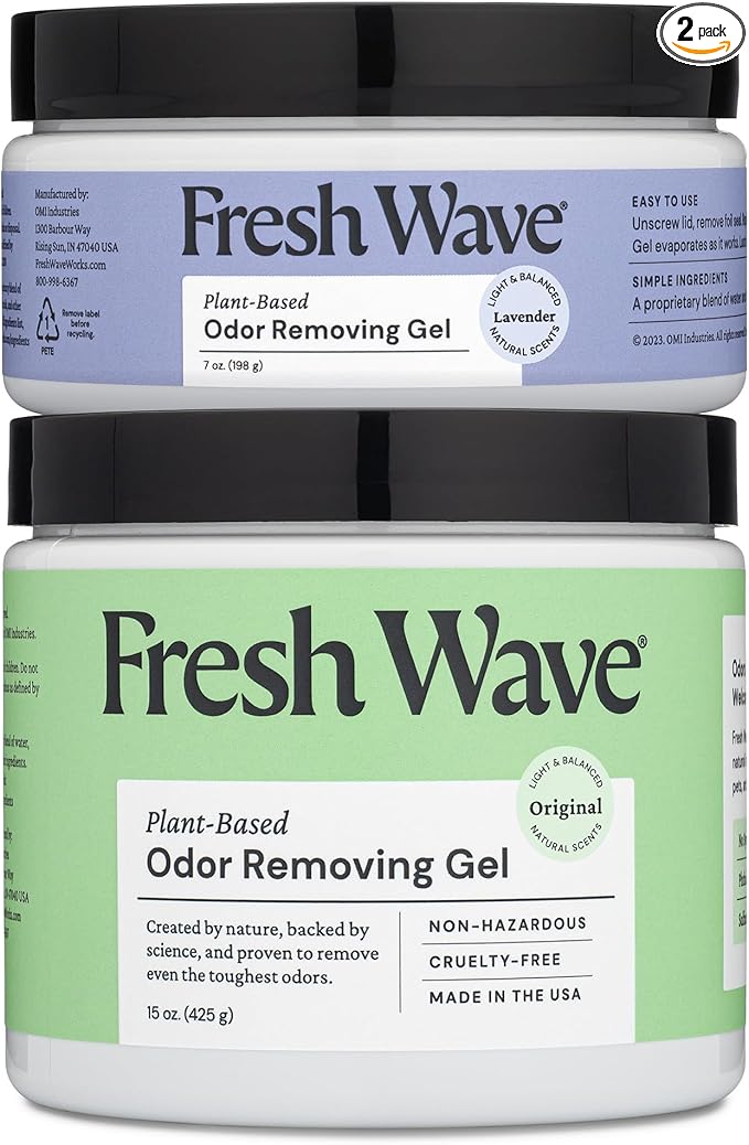 Fresh Wave Odor Removing Gel, Original 15 oz. & Lavender 7 oz.| Safer Odor Absorbers for Home | Natural Plant-Based Odor Eliminator | Every 7 oz. Lasts 15-30 Days | for Cooking, Trash & Pets