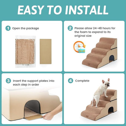 Extra Wide Dog Stairs with Tunnel, Detachable Large Pet Step for Small Medium Dog, Puppy or Cat, Ramp for High Bed, Couch, Sofa or Car, Stable, 19.7x33x22.4 inch, 5 Step, Light Brown