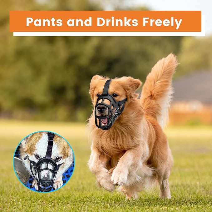 Dog Muzzle, Basket Muzzle Anti Biting Chewing, Sturdy Lightweight Muzzle Allows Panting Drinking, Cage Muzzle for Small Medium Large Dogs, Suitable for Grooming Trimming Training (Size 5)