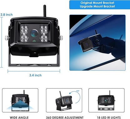 1080P FHD Digital Wireless Backup Camera System Kit for RV/Truck/Trailer/Van/Bus,Night Vision,7inch HD LCD Monitor,IP69 Waterproof Rear View Camera No Interference Record-HW02-M