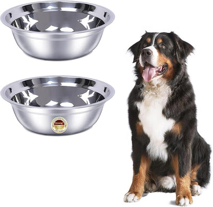 2 Pack, L Size Bowls, Matches Vexong L Size Elevated Dog Bowl Stand, for Dogs Between 60 and 100 lb, Stainless Steel Dog Bowl, Capacity 0.8 Gal / 12.5 Cup / 106 Oz / 3 Liter, Rustproof, Durable,