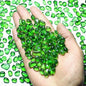 1 Lb (460 g) Green Sea Glass Stones Irregular Rainbow Glass Pebble Decorative Rock Quartz Tumbled Gemstone Chips for Aquarium Decoration/Vase Filler/Jewelry Making/Handwork Craft/Gems Display
