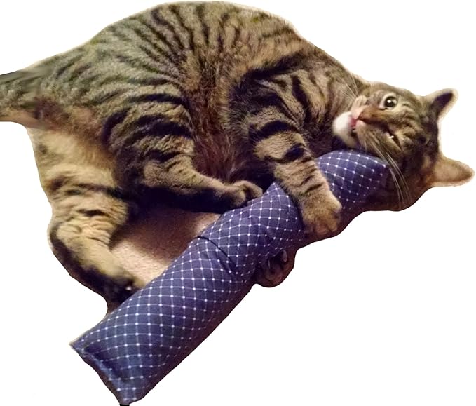 15" Cat Kicker Toy with Refillable Catnip Pocket (Navy) - Filled with Premium Canadian Catnip
