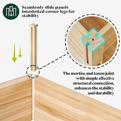 AMERLIFE 3-Tier Raised Garden Bed for Outdoor Gardening, Fir Wood Planter Box with Dividers, Tool-Free Assembly, Garden Box Perfect for Vegetables, Herbs, and Flowers