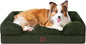 EHEYCIGA Orthopedic Dog Beds for Large Dogs, Waterproof Memory Foam Large Dog Bed with Sides, Non-Slip Bottom and Egg-Crate Foam Pet Couch Bed with Washable Removable Cover, Dark Green